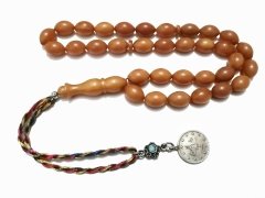 İp Püsküllü Beyzi Kesim Çubuk Malzeme Sıkma Kehribar Tesbih