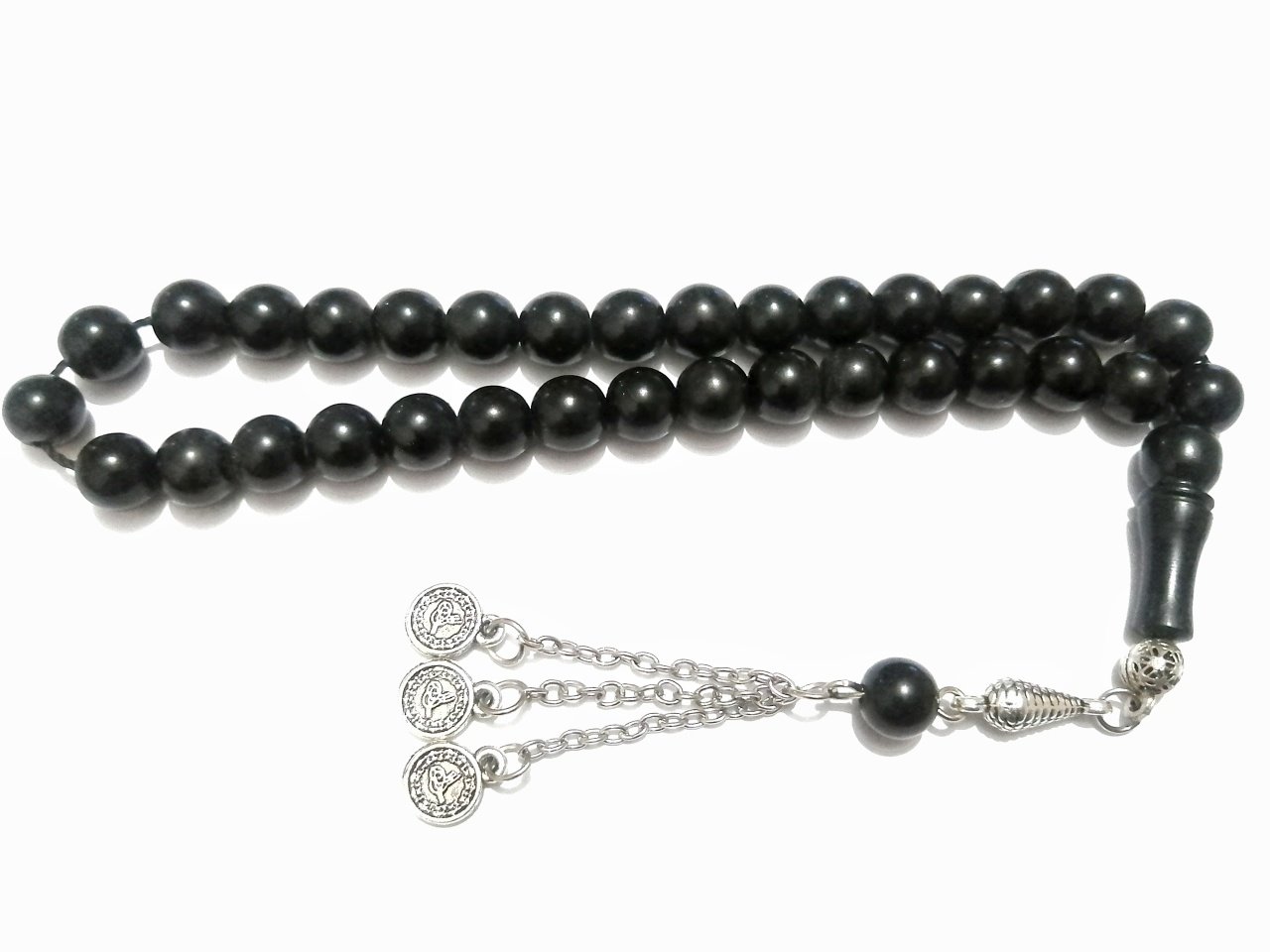 Alpaka Püsküllü Küre Kesim Rustaşı Tesbih