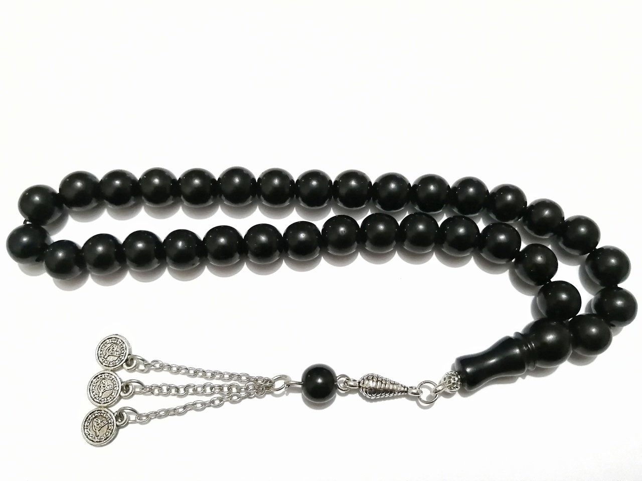 Alpaka Püsküllü Küre Kesim Rustaşı Tesbih