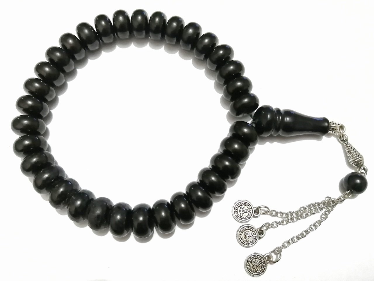 Alpaka Püsküllü Basık Kesim Bilek Boy Rustaşı Tesbih