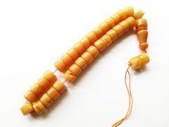 Teker Kesim Yoğun Hareli Sıkma Kehribar Tesbih