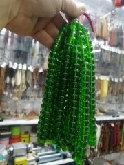 Alpaka Püsküllü Basık Kesim Yeşil Çubuk Ateş Katalin Tesbih