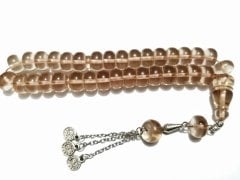 Alpaka Püsküllü Basık Kesim Şeffaf Renk Çubuk Ateş Katalin Tesbih