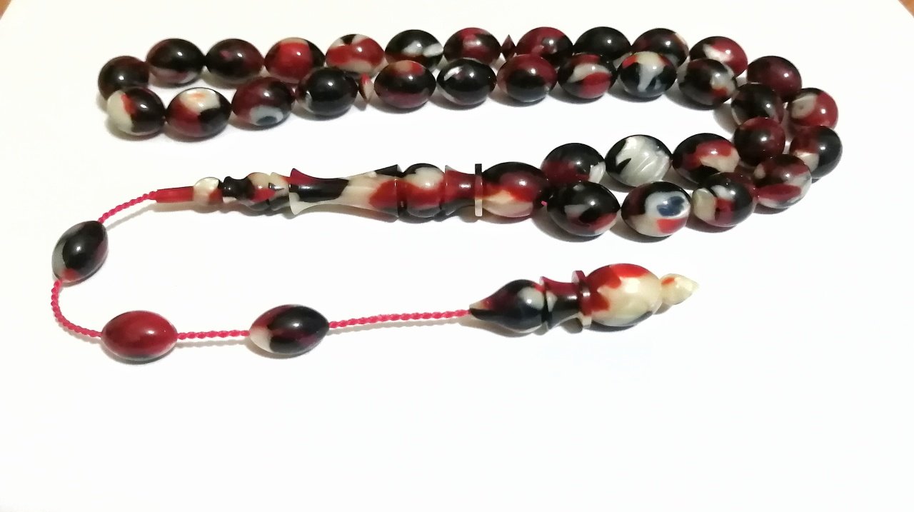 Sistem Püsküllü Özel İşçilikli Fransız Multi color Galalith Tesbih