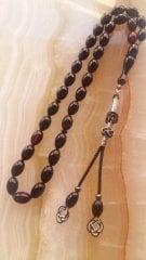 Kazaz Püsküllü Elde Yağ Gibi Çekimi Olan Birinci Kalite Malzemeden Yapılmış Beyzi Kesim Sıkma Kehribar Tesbih