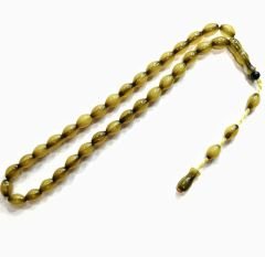 Sistem Püsküllü Beyzi Kesim Sıkma Kehribar Tesbih