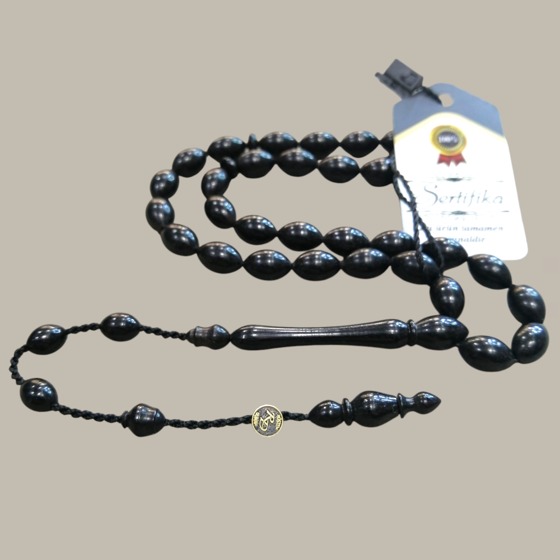 Usta Yapımı Sistem Püsküllü Beyzi Kesim Abanoz Ağacı Tesbih