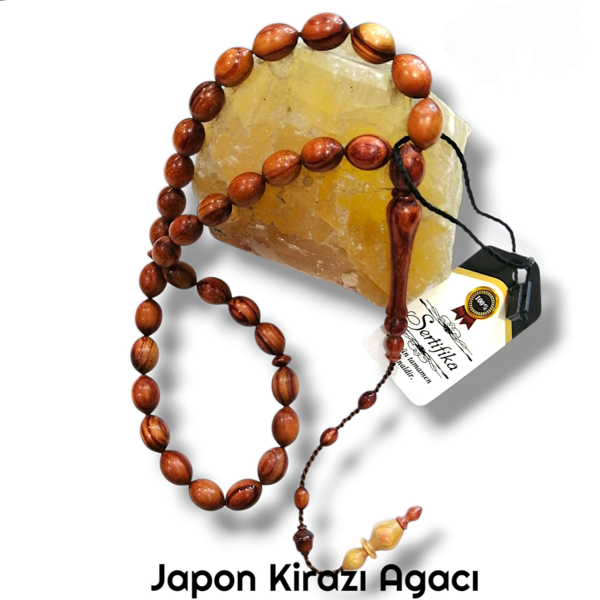 Usta Yapımı Sistem Püsküllü Beyzi Kesim Japon Kirazı Ağacı Tesbih