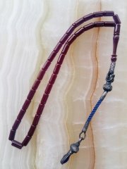 Kazaz Püsküllü Mor Yansimalı Özel İşçilikli Ateş Kehribar Tesbih.