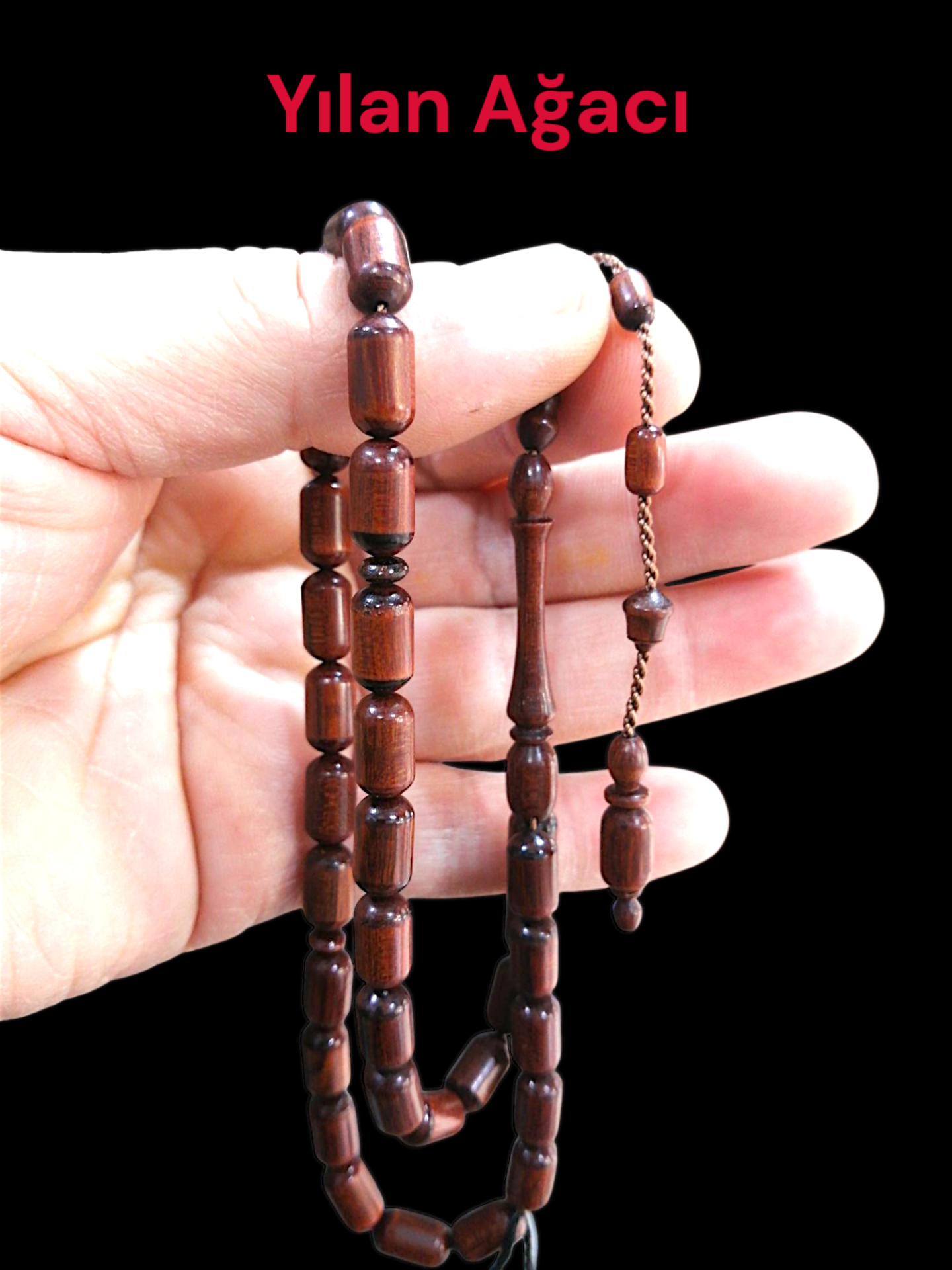 Usta Yapımı Sistem Püsküllü Kapsül Kesim Yılan Ağacı Tesbih