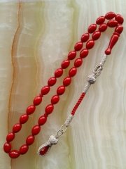 Kazaz Püsküllü Özel İşçilikli Atölye Yapımı Sıkma Kehribar Tesbih