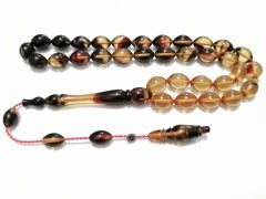 Sistem Püsküllü Selim Yücel Gümüş İmzalı Beyzi Kesim Sıkma Kehribar Tesbih