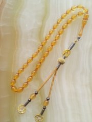 Kazaz Püsküllü Sıkma Kehribar Tesbih