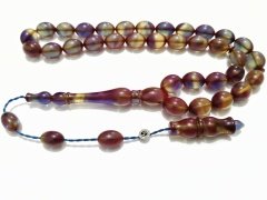 Sistem Püsküllü Selim Yücel Gümüş İmzalı Beyzi Kesim Sıkma Kehribar Tesbih