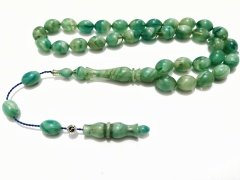 Sistem Püsküllü Selim Yücel Gümüş İmzalı Beyzi Kesim Hareli Sıkma Kehribar Tesbih