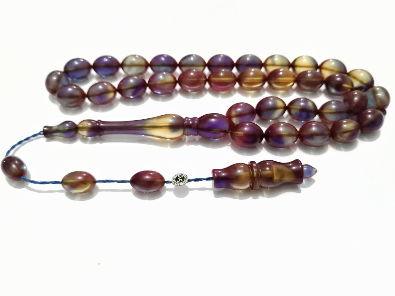 Sistem Püsküllü Selim Yücel Gümüş İmzalı Beyzi Kesim Sıkma Kehribar Tesbih