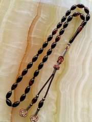 Kazaz Püsküllü Hareli Sıkma Kehribar Tesbih