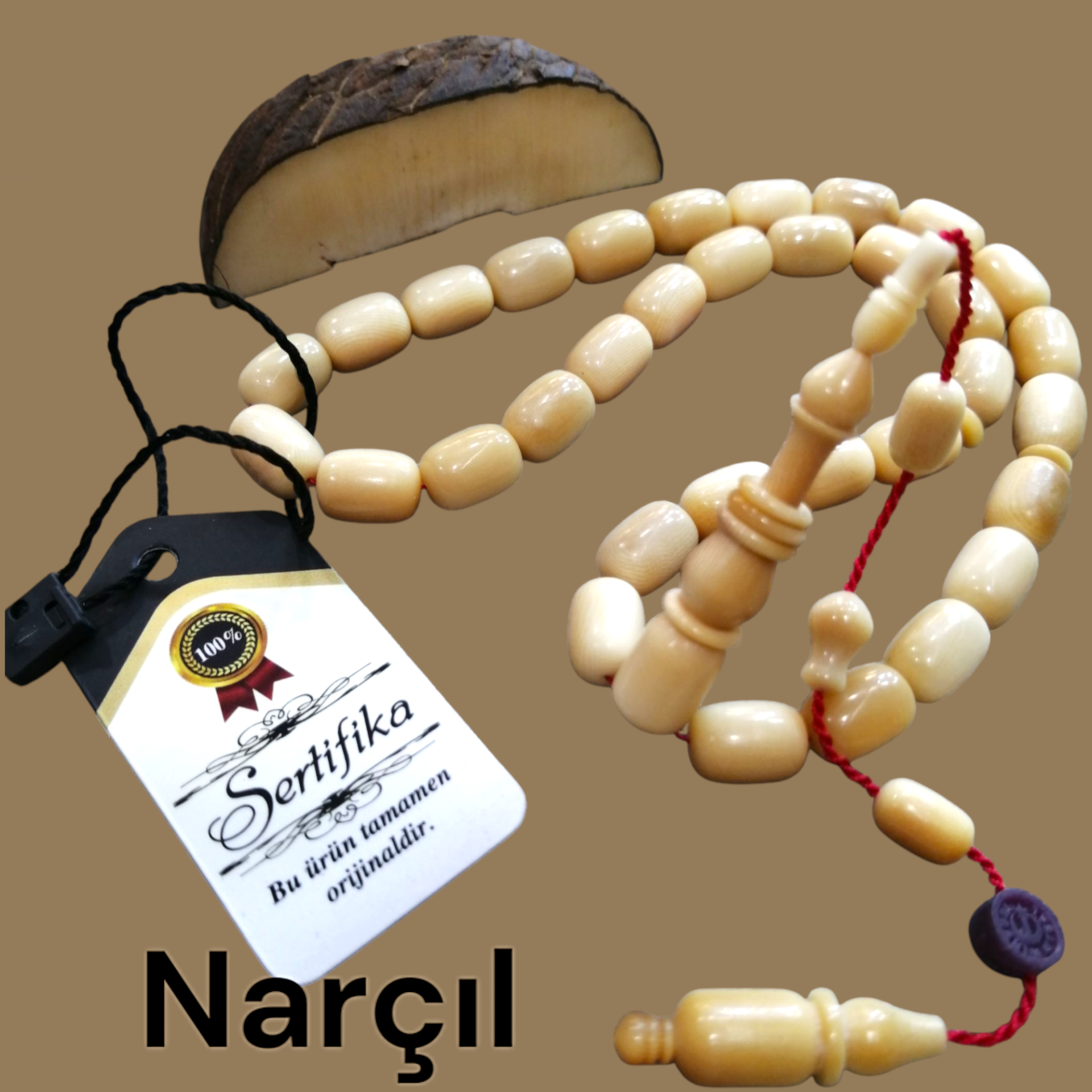 Sistem Püsküllü İmamesi Halkalı Kapsül Kesim Usta İşçilikli Narçıl Tesbih