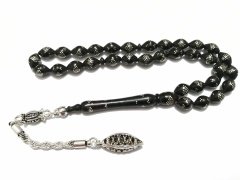 Gümüş Kaplama Püsküllü 925 Ayar Gümüş İşlemeli Kınalı Kuka Tesbih