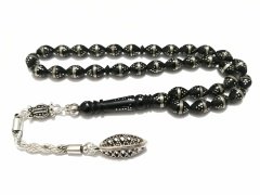 Gümüş Kaplama Püsküllü İşlemeli Sarma İşçilikli Kuka Tesbih