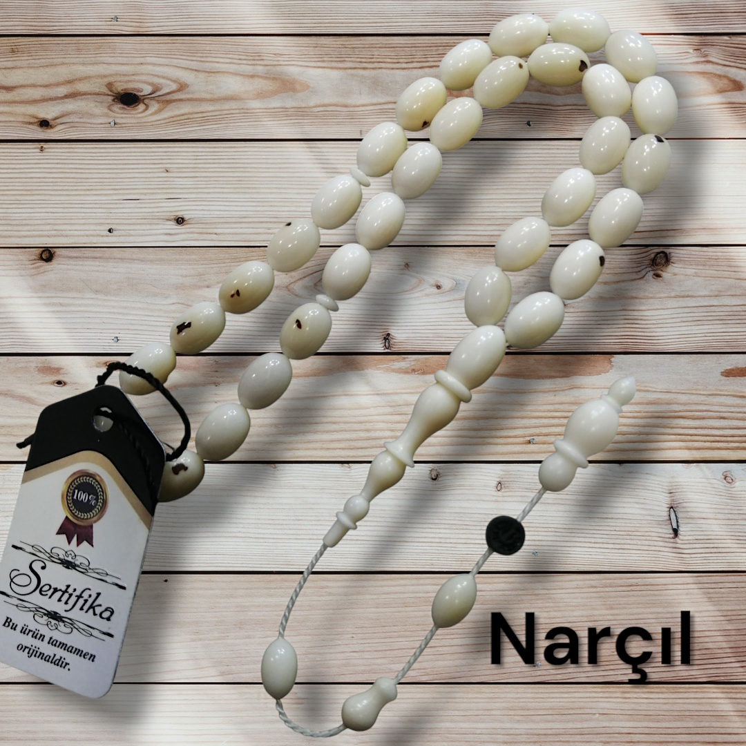 Sistem Püsküllü Beyzi Kesim Usta İşçilikli Patinli Narçıl Tesbih