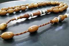 Selim Yücel İmzalı Gümüş Nakkaş İşçilikli Badem Kesim Torna İşçilikli Kuka Tesbih