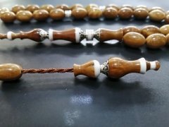 Selim Yücel İmzalı Gümüş Nakkaş İşçilikli Badem Kesim Torna İşçilikli Kuka Tesbih