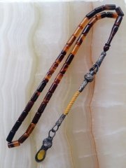 Kazaz Püsküllü Hareli İmamesi İşçilikli Sıkma Kehribar Tesbih.