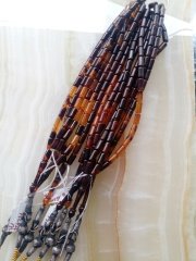 Kazaz Püsküllü Hareli İmamesi İşçilikli Sıkma Kehribar Tesbih.