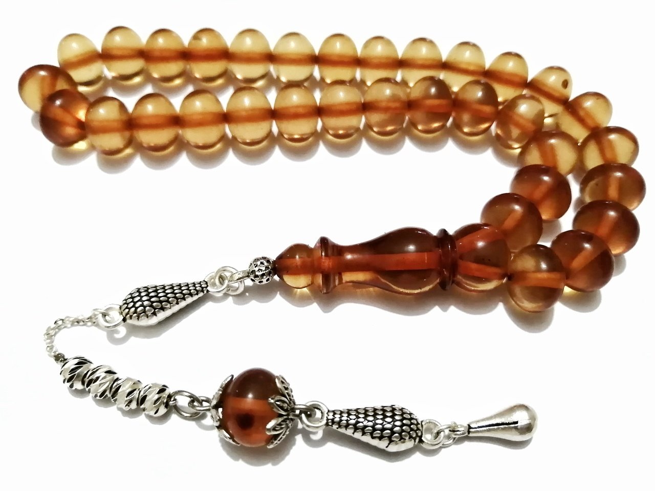 Gümüş Kaplama Püsküllü Basık Kesim Bilek Boy Katalin Tesbih