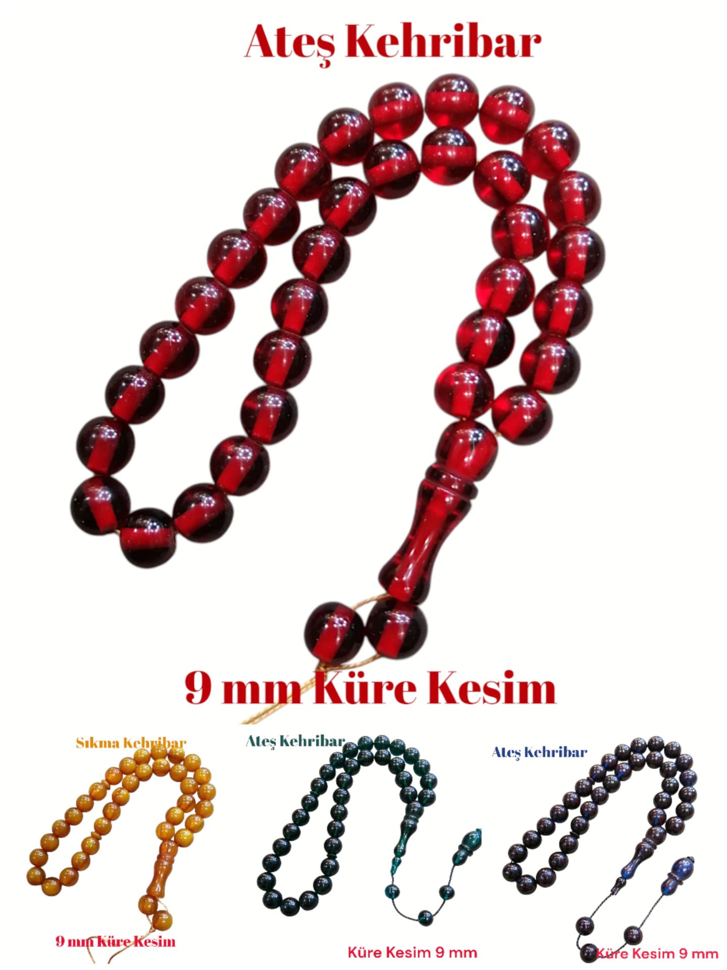 4 lü Lot Küre Kesim İşçilikli Ateş&Sıkma Tesbihler