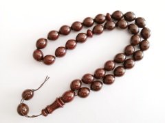 Büyük Boy Tombul Beyzi Kesim Sıkma Kehribar Tesbih