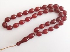 Büyük Boy Tombul Beyzi Kesim Sıkma Kehribar Tesbih