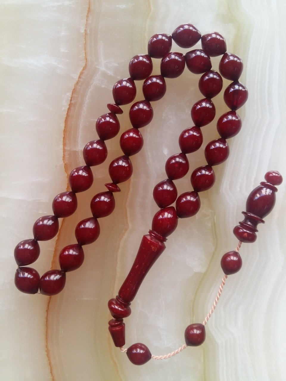 Sistemli Osmanlı Tadında Beyzi Kesim Özel İşçilikli Ateş Kehribar Tesbih