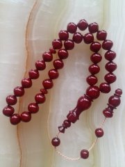 Sistemli Imamesi İşçilikli Osmanlı Tadında Sıgırcık Kesim Koleksiyonluk Ateş Kehribar Tesbih.