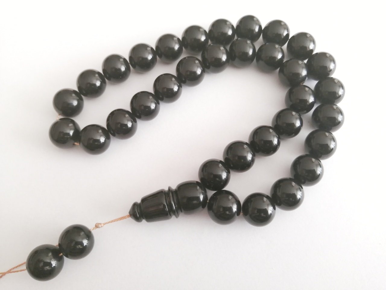 Büyük Boy Küre Kesim Ateş Kehribar Tesbih