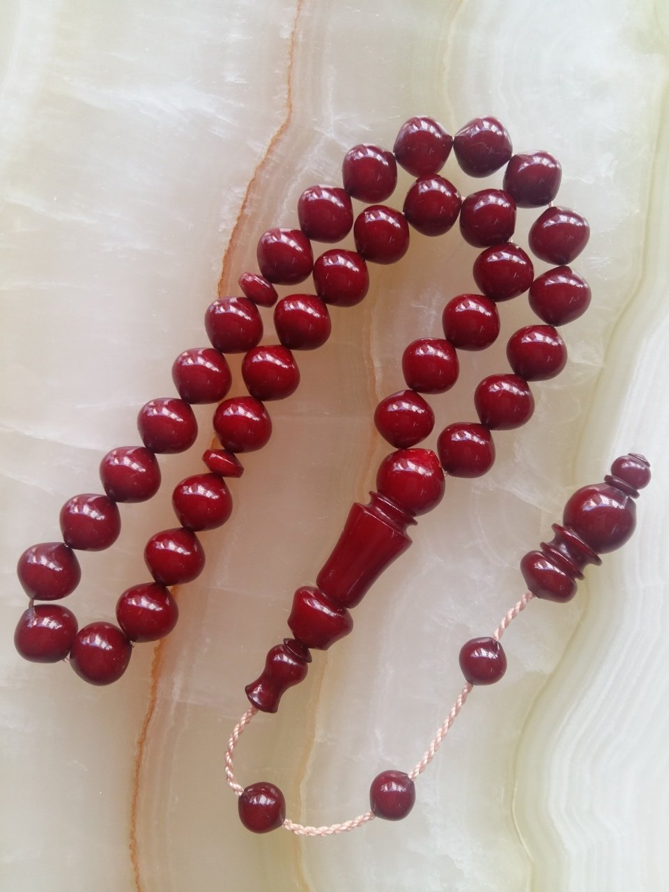 Sistemli Imamesi İşçilikli Osmanlı Tadında Sıgırcık Kesim Koleksiyonluk Ateş Kehribar Tesbih