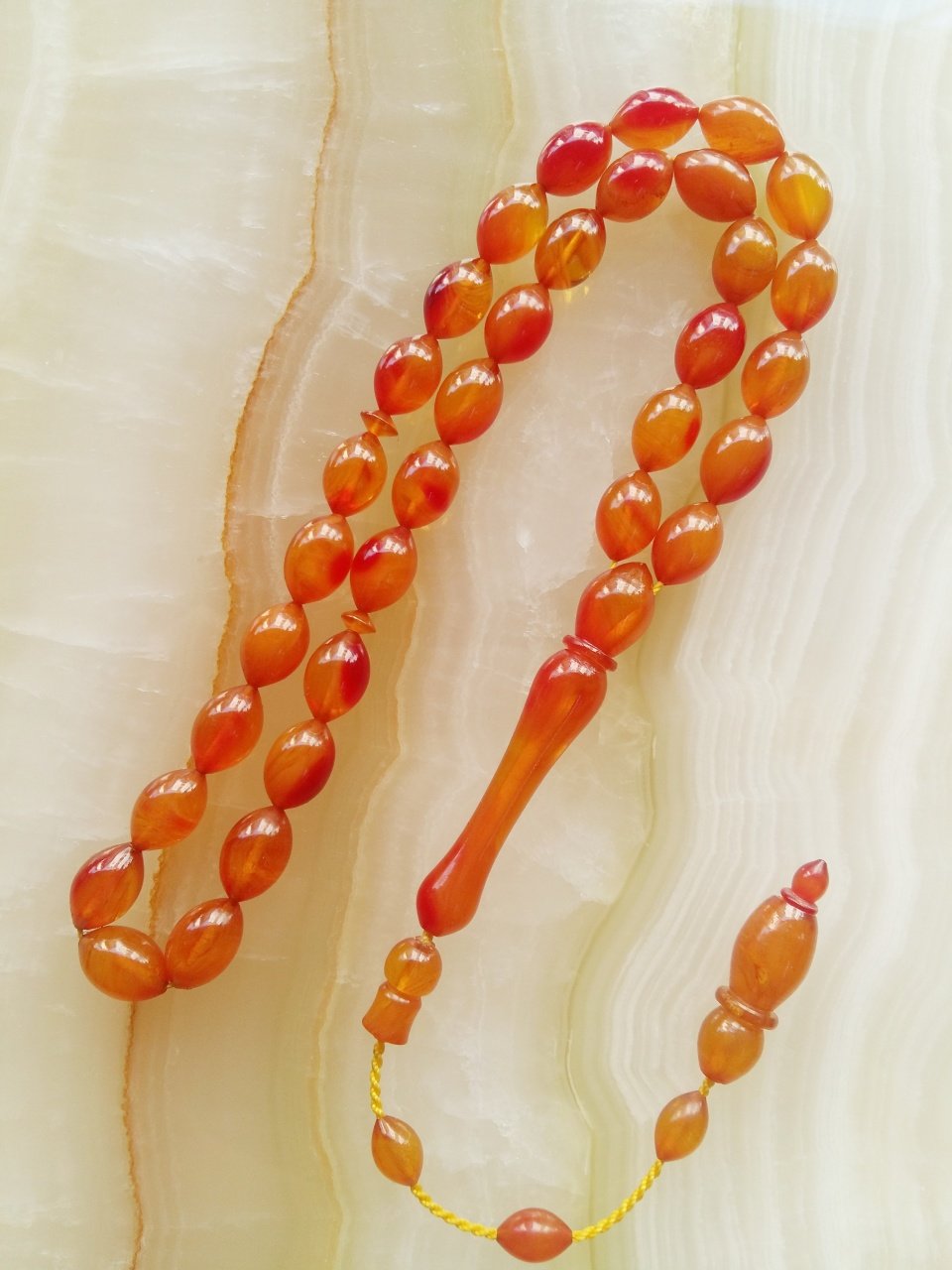 Sistemli Özel İşçilikli Kolleksiyonluk Ateş Kehribar Tesbih