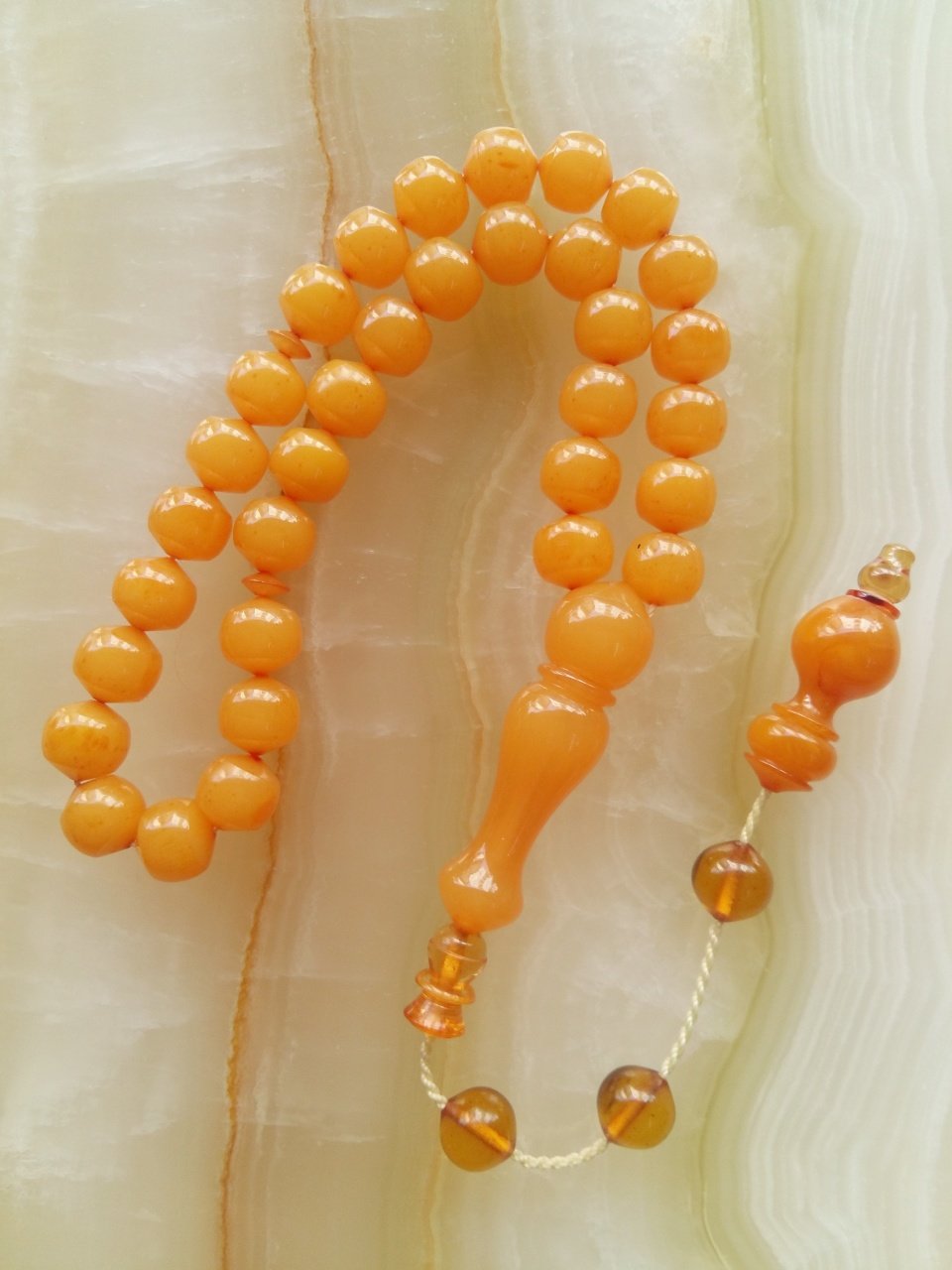 Sistemli Imamesi İşçilikli Kolleksiyonluk Ateş Kehribar Tesbih.