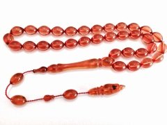 Sistem Püsküllü Tombul Beyzi Kesim Ateş Kehribar Tesbih