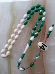 Beyzi Kesim 14 Nolu Yeşil Beyaz Renkli Katalin Bilardo Topu Tesbih.