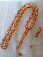 Sistemli Özel İşçilikli Kolleksiyonluk Ateş Kehribar Tesbih