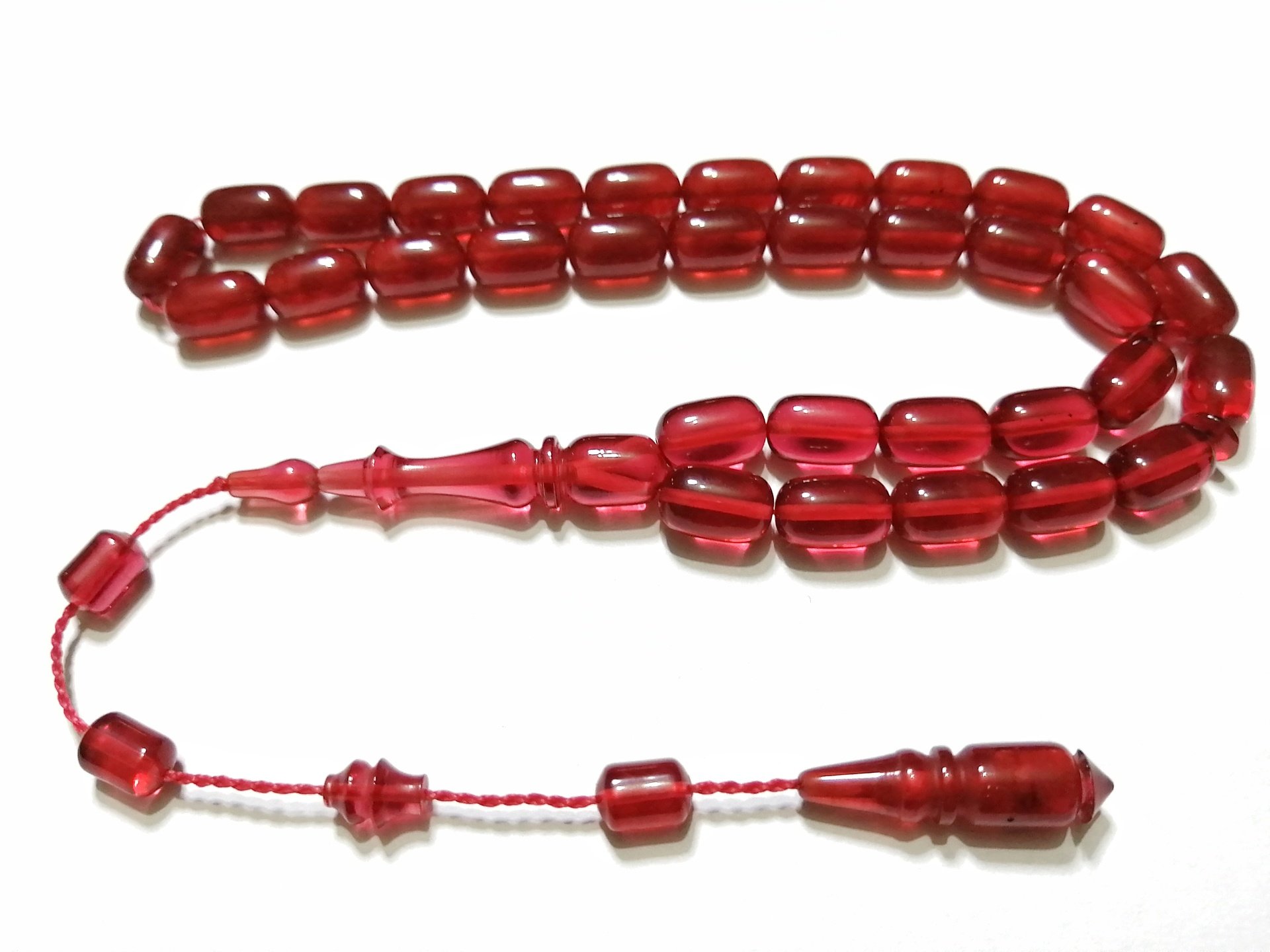 Sistem Püsküllü Özel İşçilikli Kapsül Kesim Ateş Kehribar Tesbih