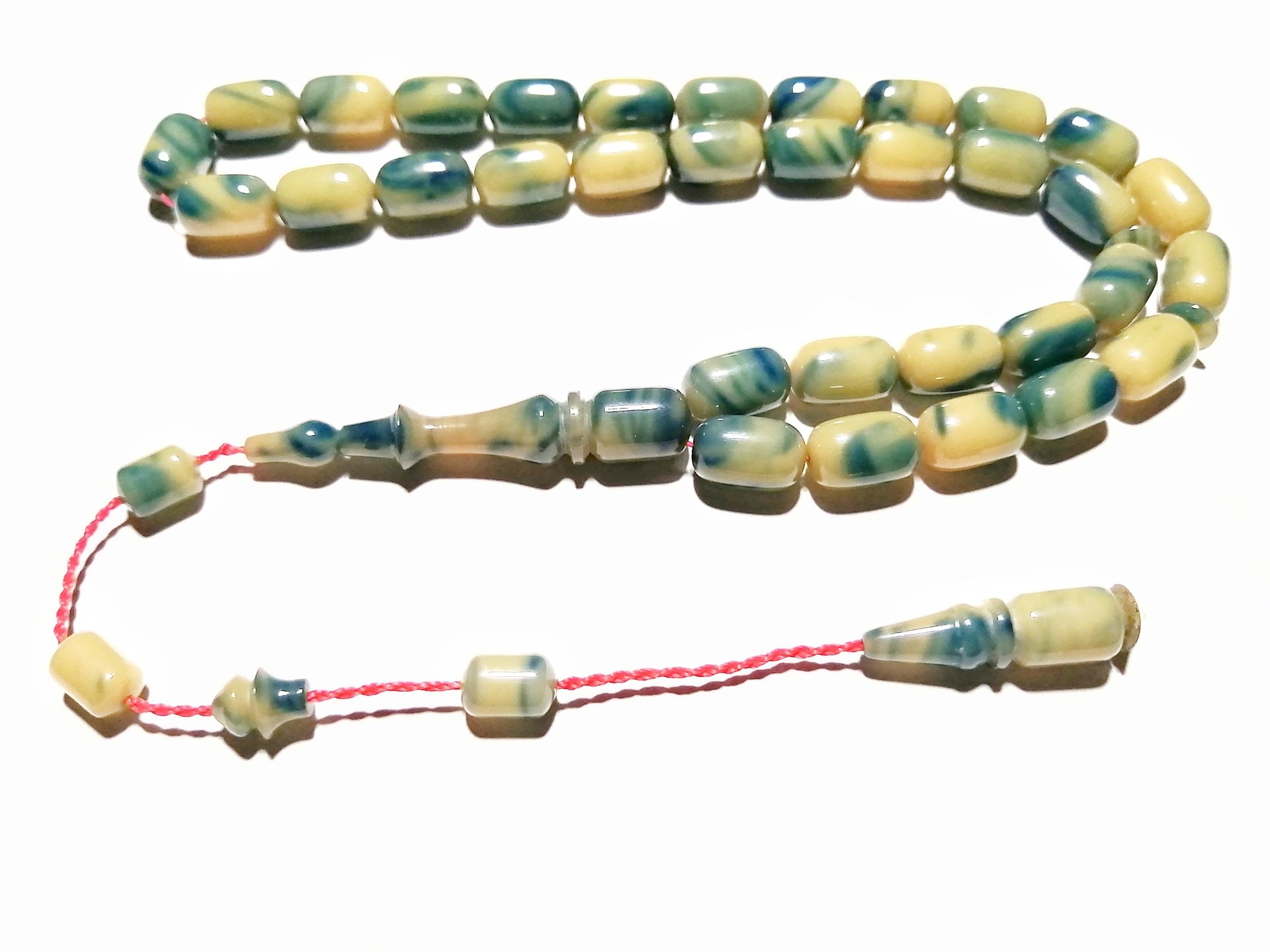 Sistem Püsküllü Kapsül Kesim Hareli Özel İşçilikli Sıkma Kehribar Tesbih