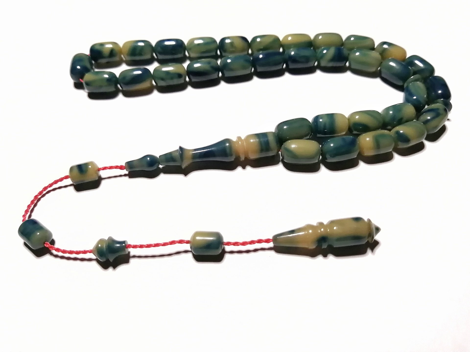 Sistem Püsküllü Kapsül Kesim Hareli Özel İşçilikli Sıkma Kehribar Tesbih