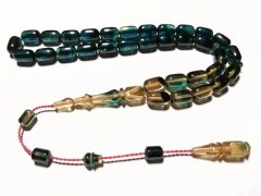 Sistem Püsküllü Özel İşçilikli Kapsül Kesim Hareli Sıkma Kehribar Tesbih