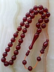 Sistemli Imamesi İşçilikli Kolleksiyonluk Osmanlı Tadında Sıgırcık Kesim Ateş Kehribar Tesbih.