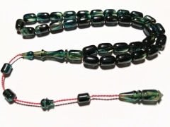 Sistem Püsküllü Özel İşçilikli Kapsül Kesim Hareli Sıkma Kehribar Tesbih