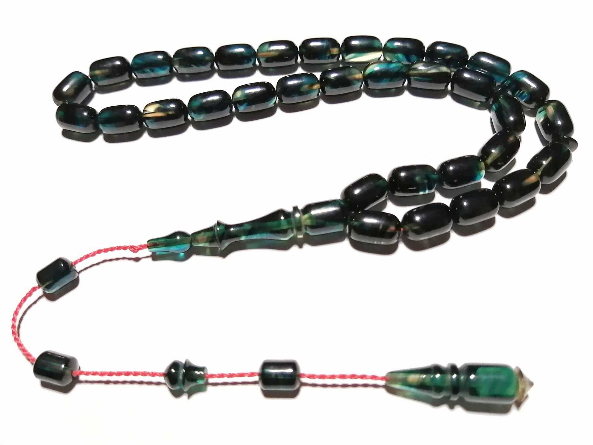 Sistem Püsküllü Kapsül Kesim Hareli Özel İşçilikli Sıkma Kehribar Tesbih