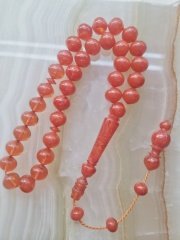 Sistemli Imamesi İşçilikli Kolleksiyonluk Sıgırcık Kesim Ateş Kehribar Tesbih